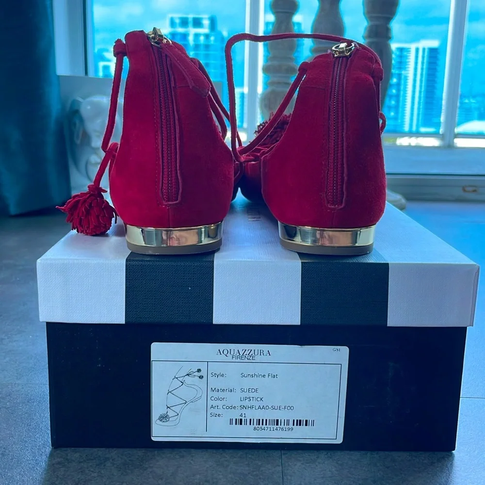 Aquazzura Sunshine Flat. Size 41. Red. - Picture 4 of 5